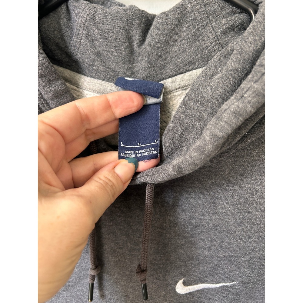 Nike Mens Embroidered Swoosh Pullover Hoodie Charcoal Gray Large - Picture 3 of 9